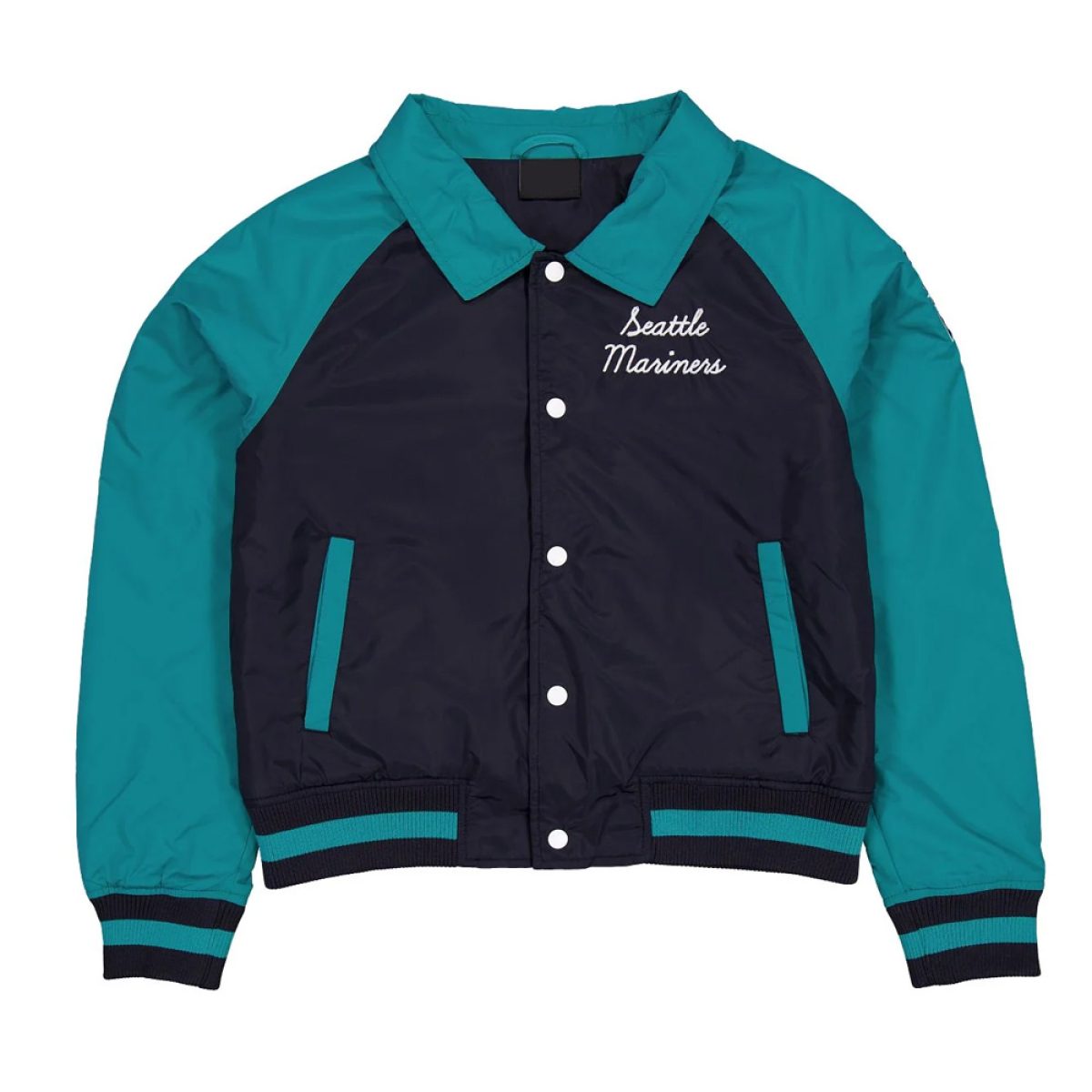 Aqua/Navy Nylon Seattle Mariners Throwback Jacket