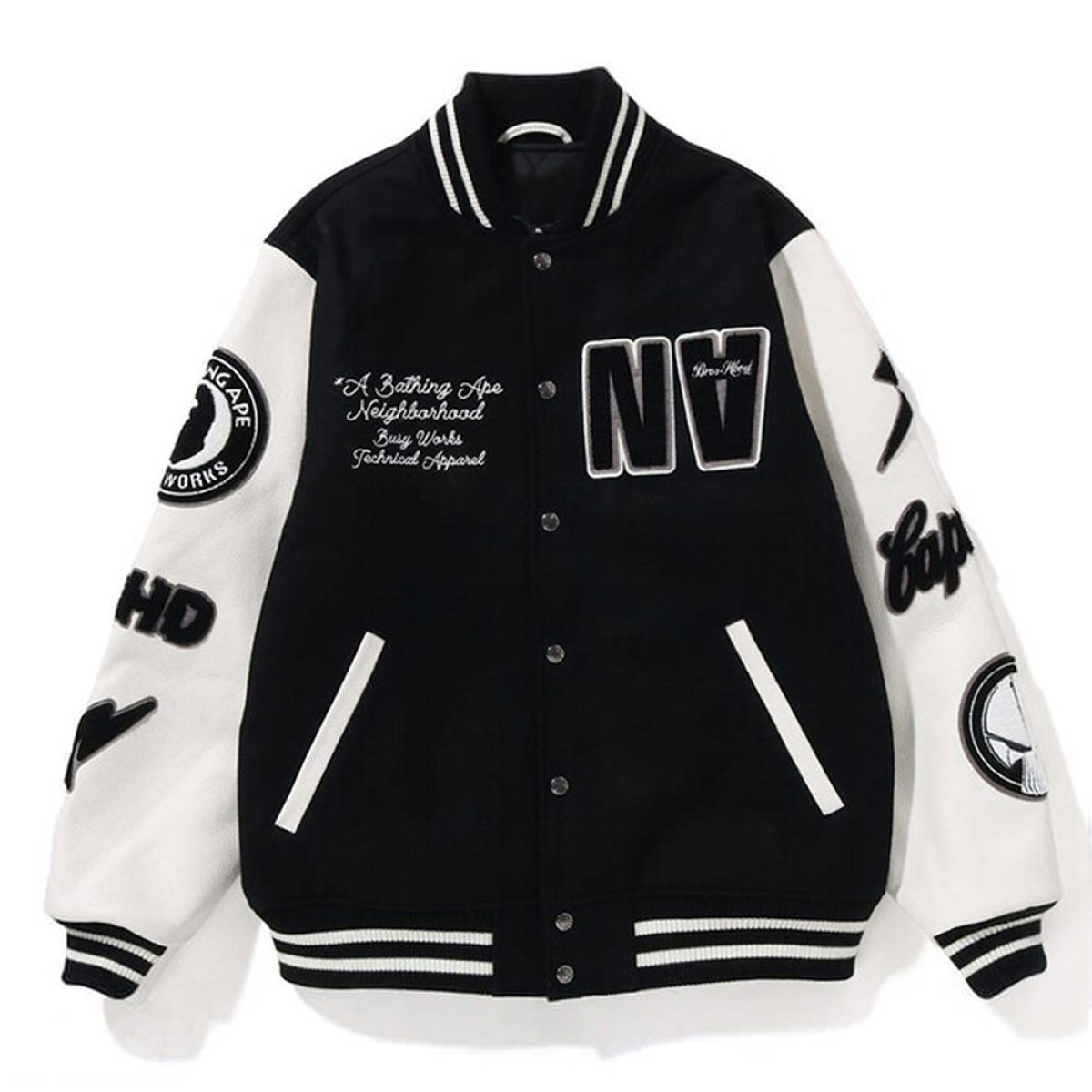 Blue/Black Bape Neighborhood Varsity Jacket
