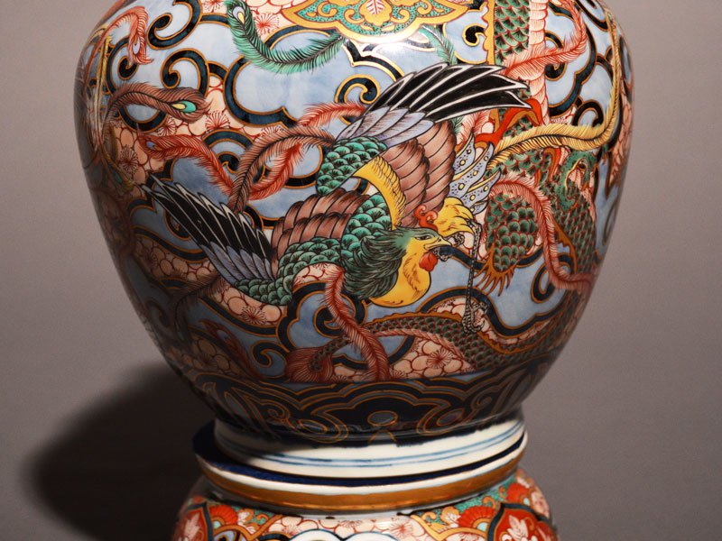 白薩摩島津丸十紋国宝重要美術品に指定蓋付六角沈香壺花鳥図赤絵金彩