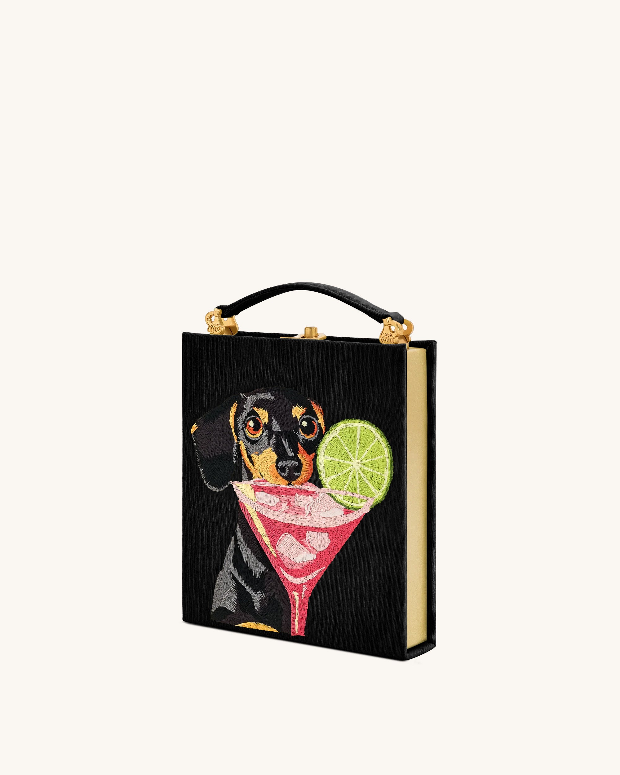 Taya-Puppy Pattern Book Shape Clutch Bag - Black | JW PEI