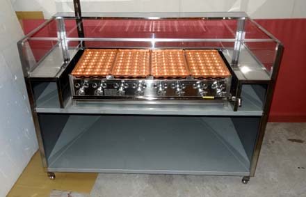 業務用たこ焼器 手打ち銅板ジャンボ32穴x4連