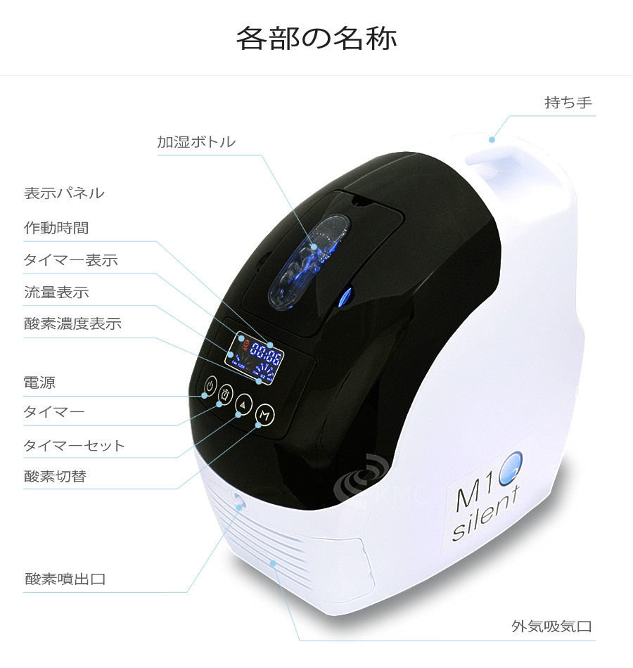 M1O2-サイレント【濃度90%・流量1L/分】静音対策モデル酸素濃縮器