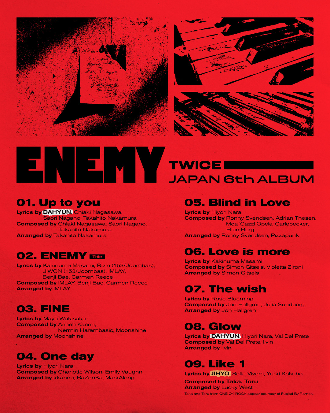 TakaとToruが、TWICEのアルバム『ENEMY』の楽曲にプロデュース参加