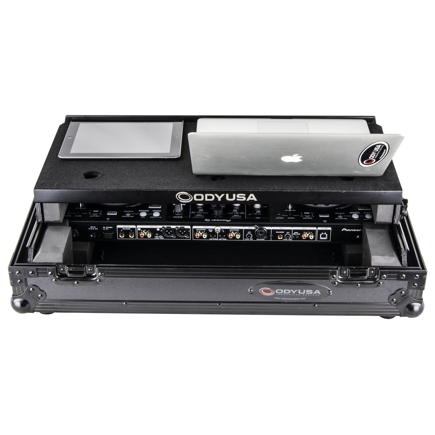 Black Pioneer DDJ-800 Flight Case with Bottom 1U Rack Space and