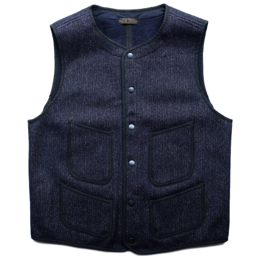 Brown's Beach Early Vest (Navy) - Okayama Denim