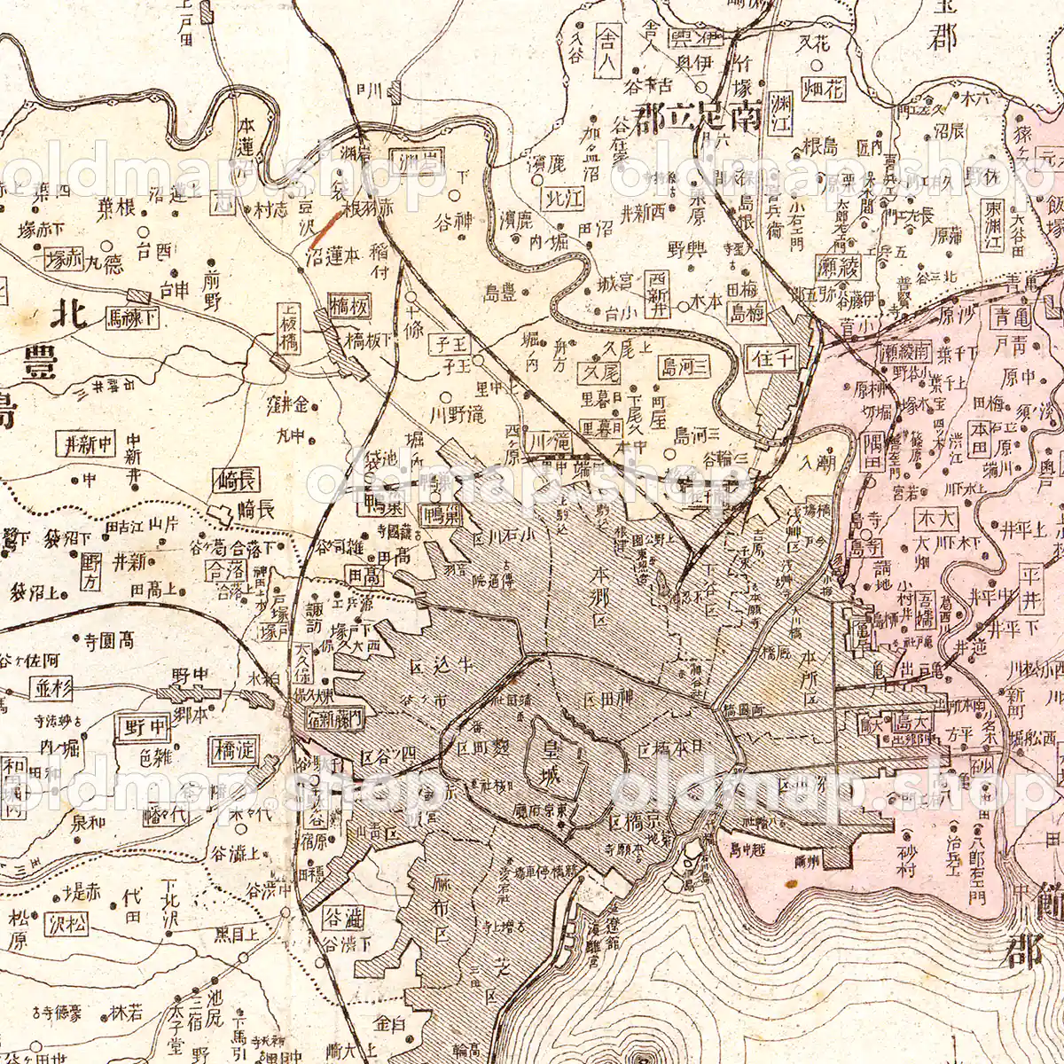東京府管内全図 明治40年(1907) – 大日本管轄分地図 古地図素材データ