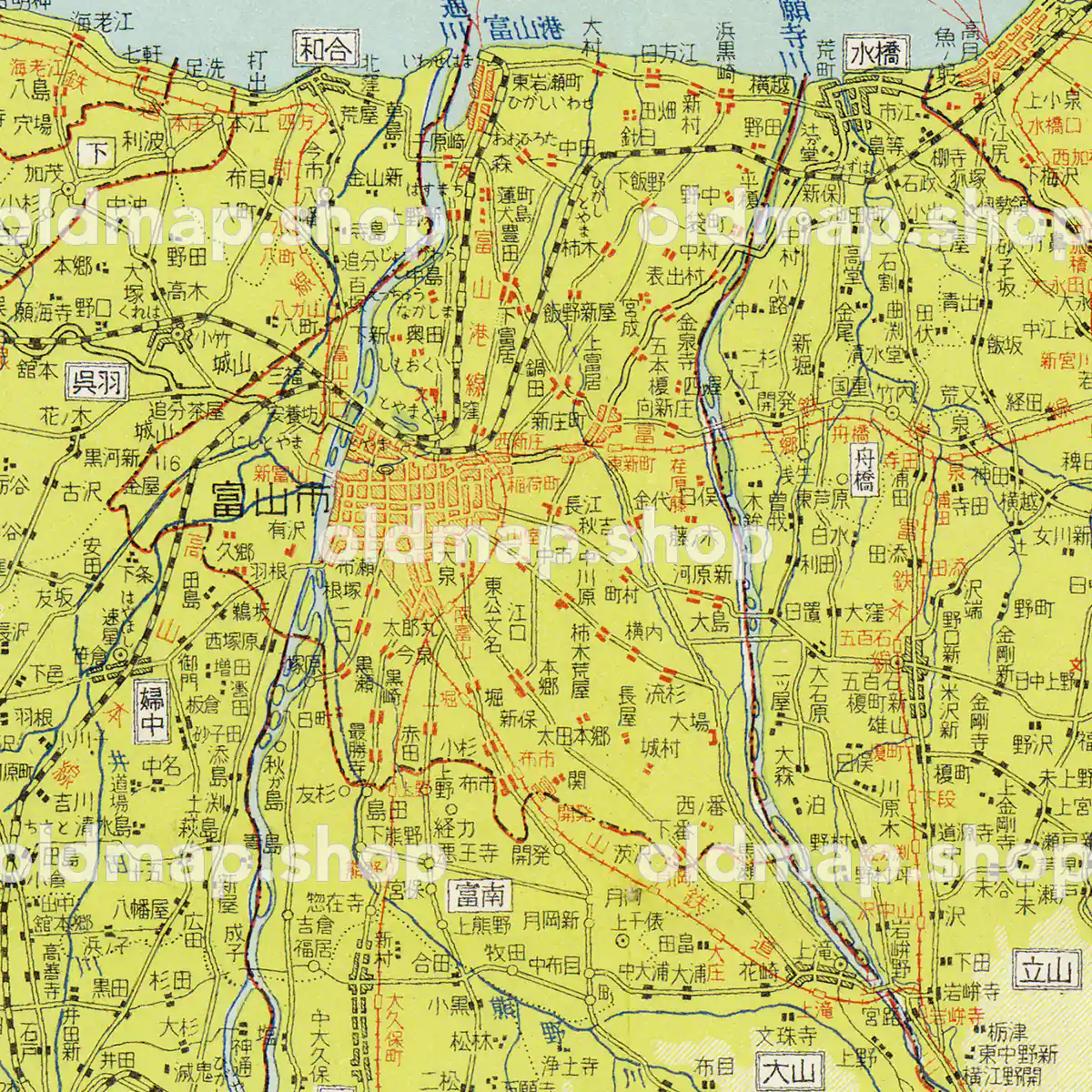 富山県 昭和35年(1960) – 新日本分県地図 – 中部– 古地図素材データの