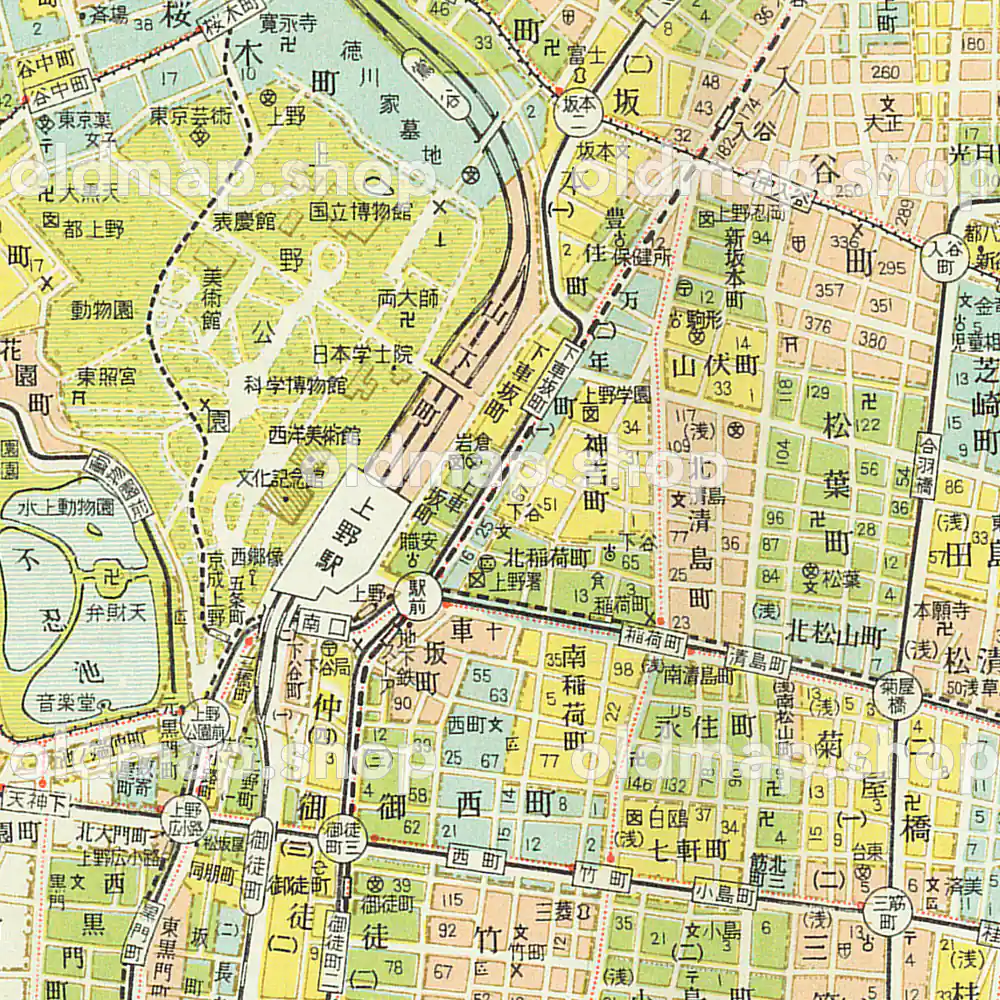 台東区 昭和38年(1963) – 東京都区分地図 – 古地図素材データの
