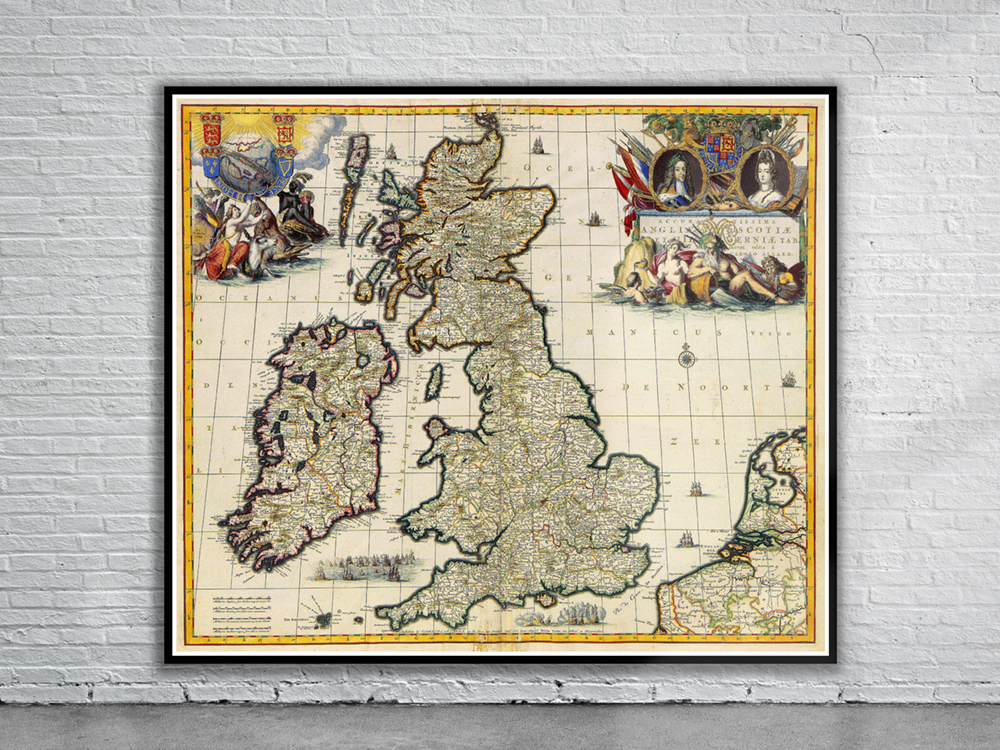 Vintage Map of the British Isles 1689