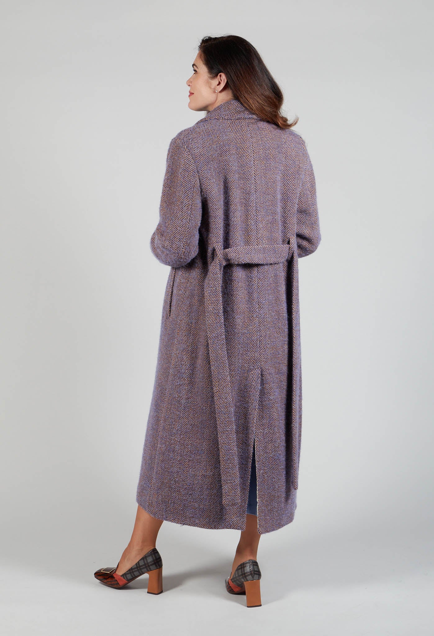 Herringbone Long Coat in Viola Purple – Olivia May