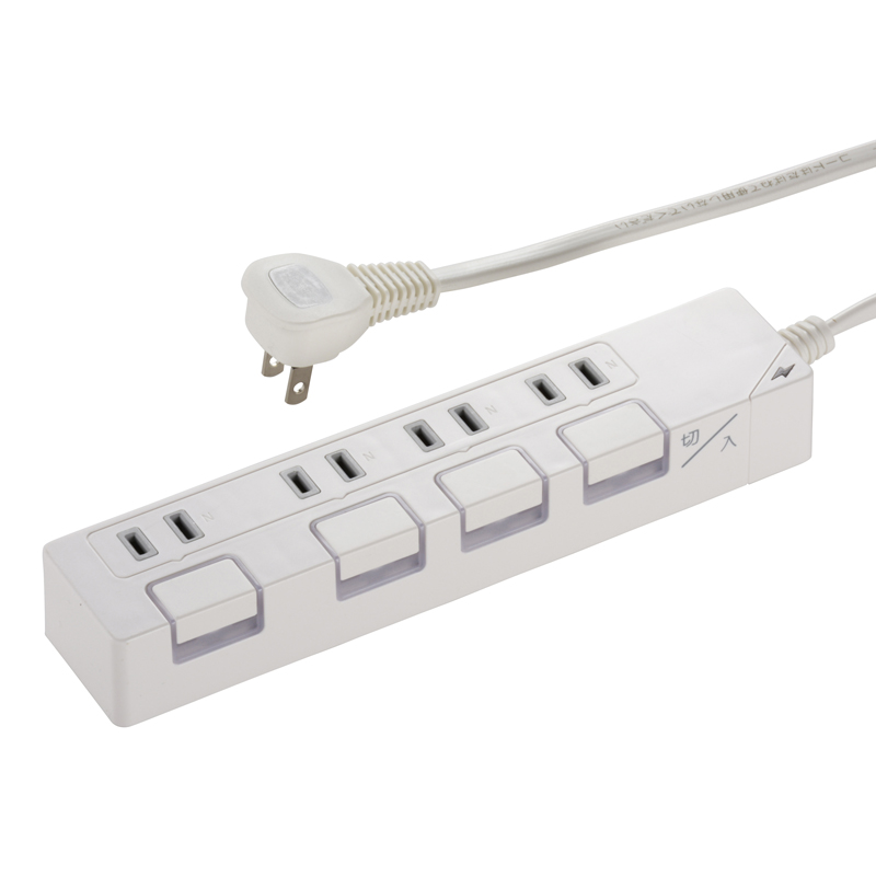 節電タップ 4個口 1m [品番]00-2784｜株式会社オーム電機