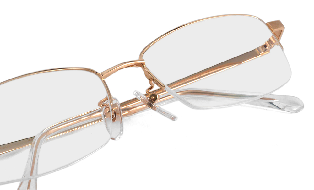 18金ピンクゴールド ハーフリムメガネ MN02TKK CH5681 | トリプル銀座
