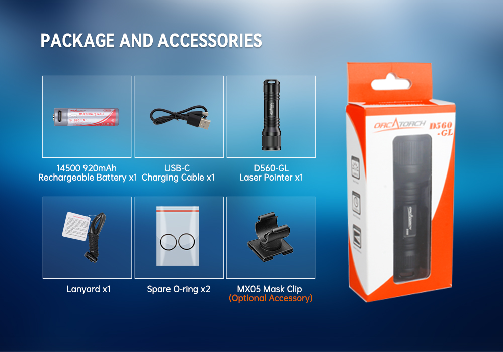 OrcaTorch D560-GL Scuba Diving Laser Dive Light​