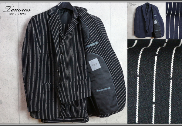 メンズティノラス最高級ストライプスリーピーススーツ/MEN'S TENORASの