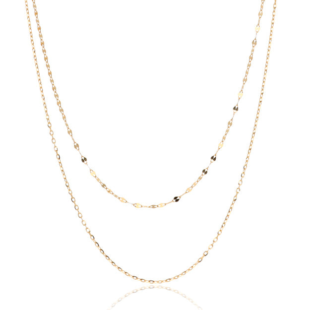 K18「ダブルチェーンシャイン」ネックレス｜【オレフィーチェ】Orefice