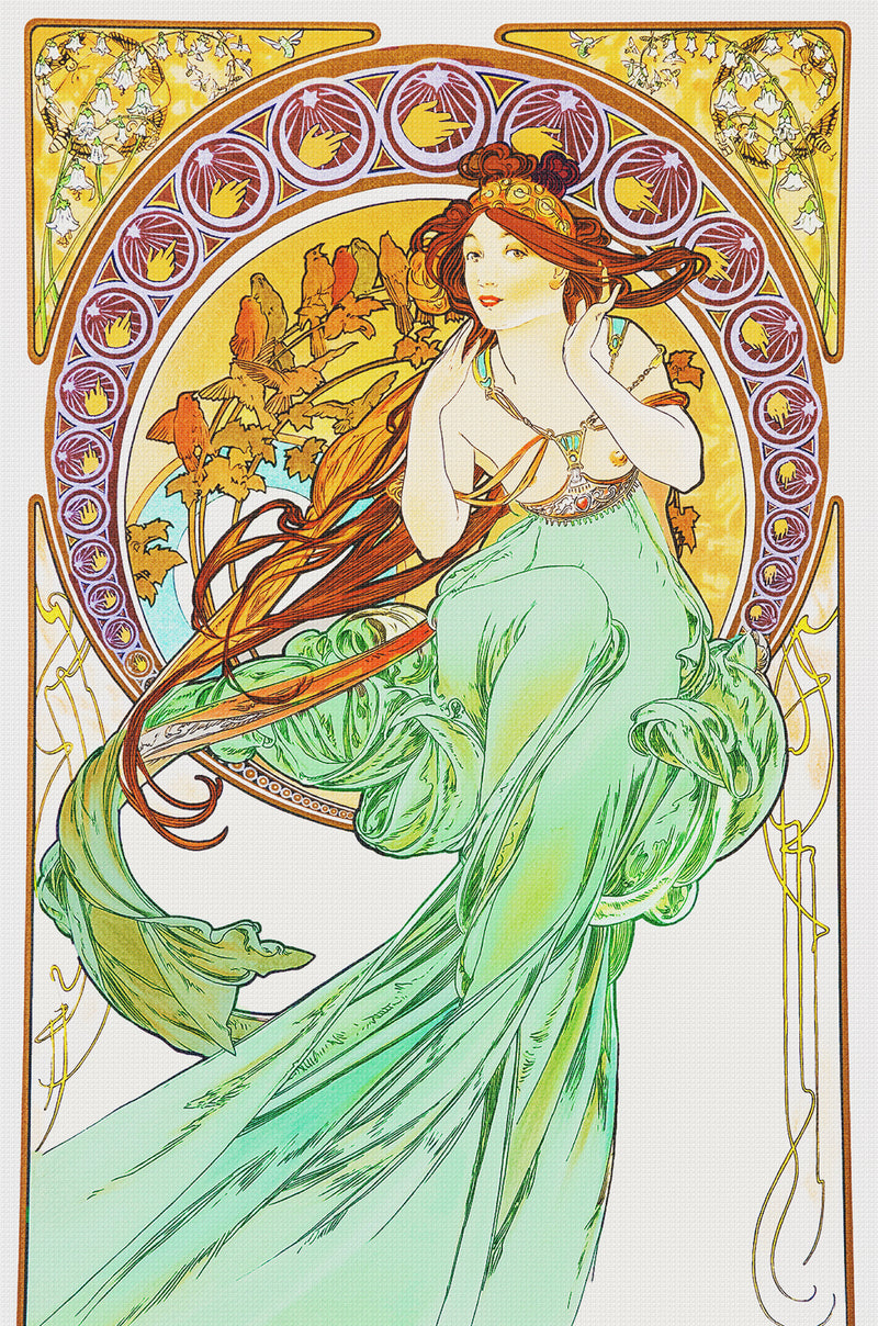 The Arts Music by Alphonse Mucha Counted Cross Stitch Pattern