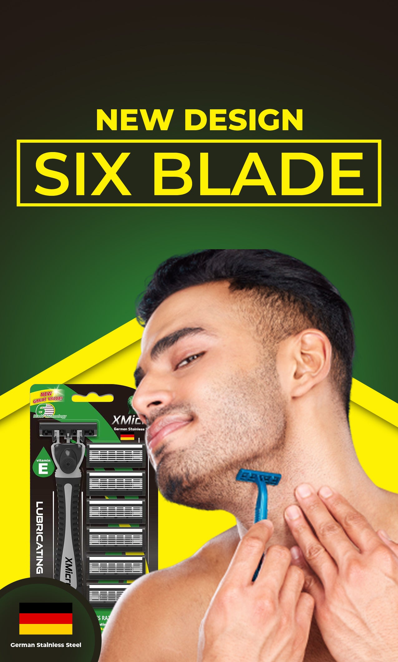 XMicro Black Razors For Men (Pack of 3) - Organic Greek