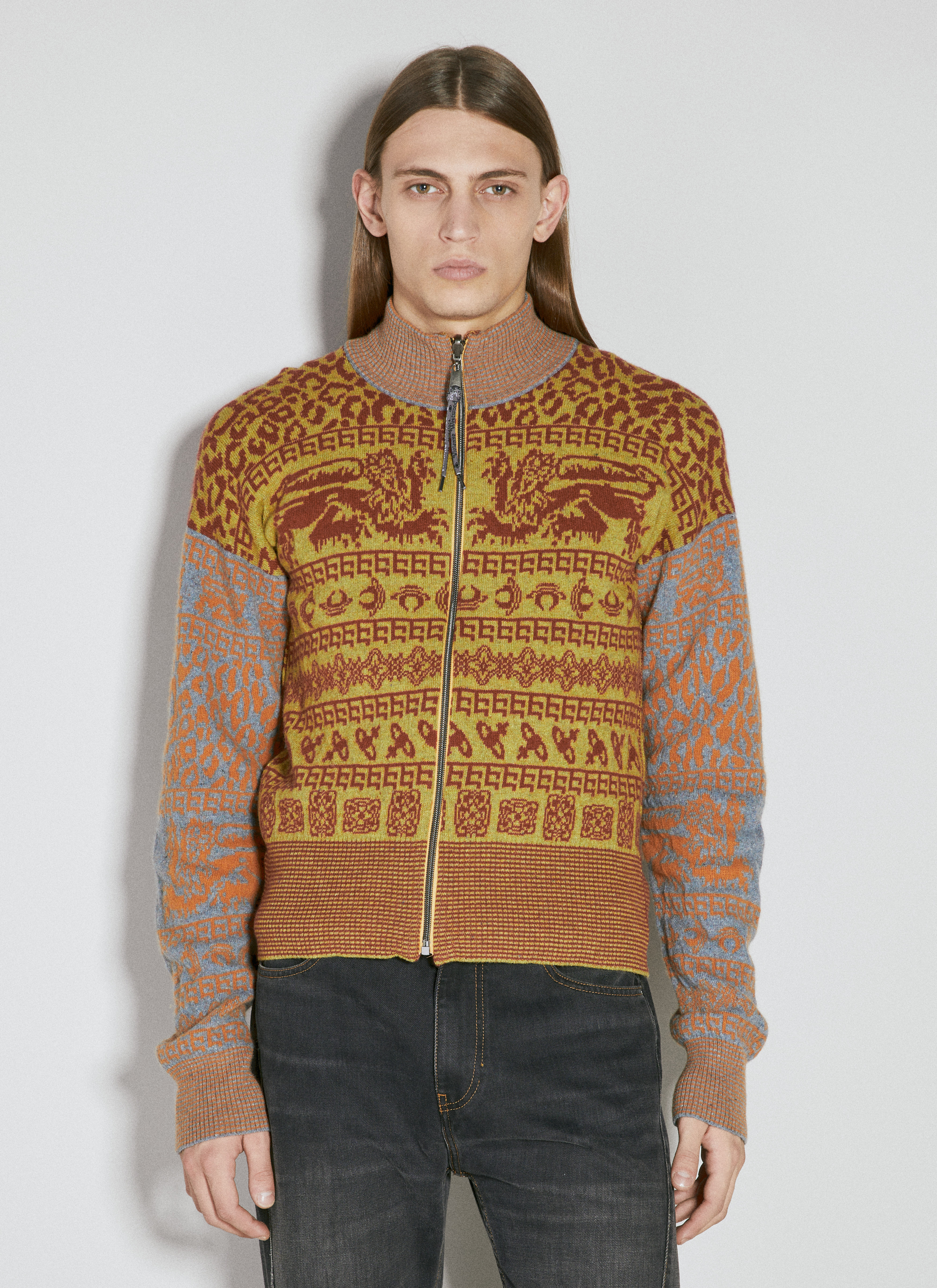Vivienne Westwood Men's' Lion Zip-Up Cardigan in Yellow | LN-CC®