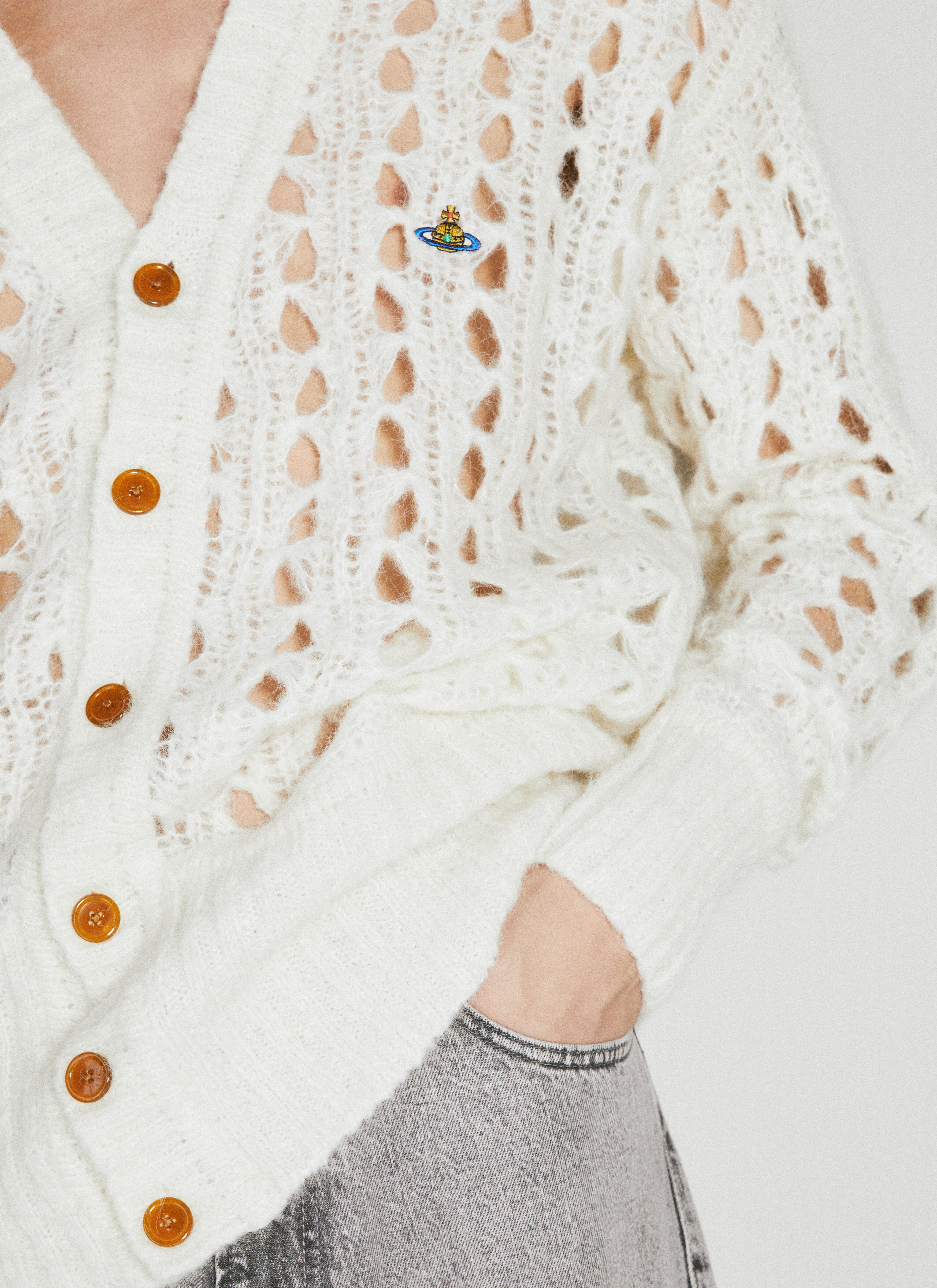 Vivienne Westwood Men's' Lacework Cardigan in Cream | LN-CC®