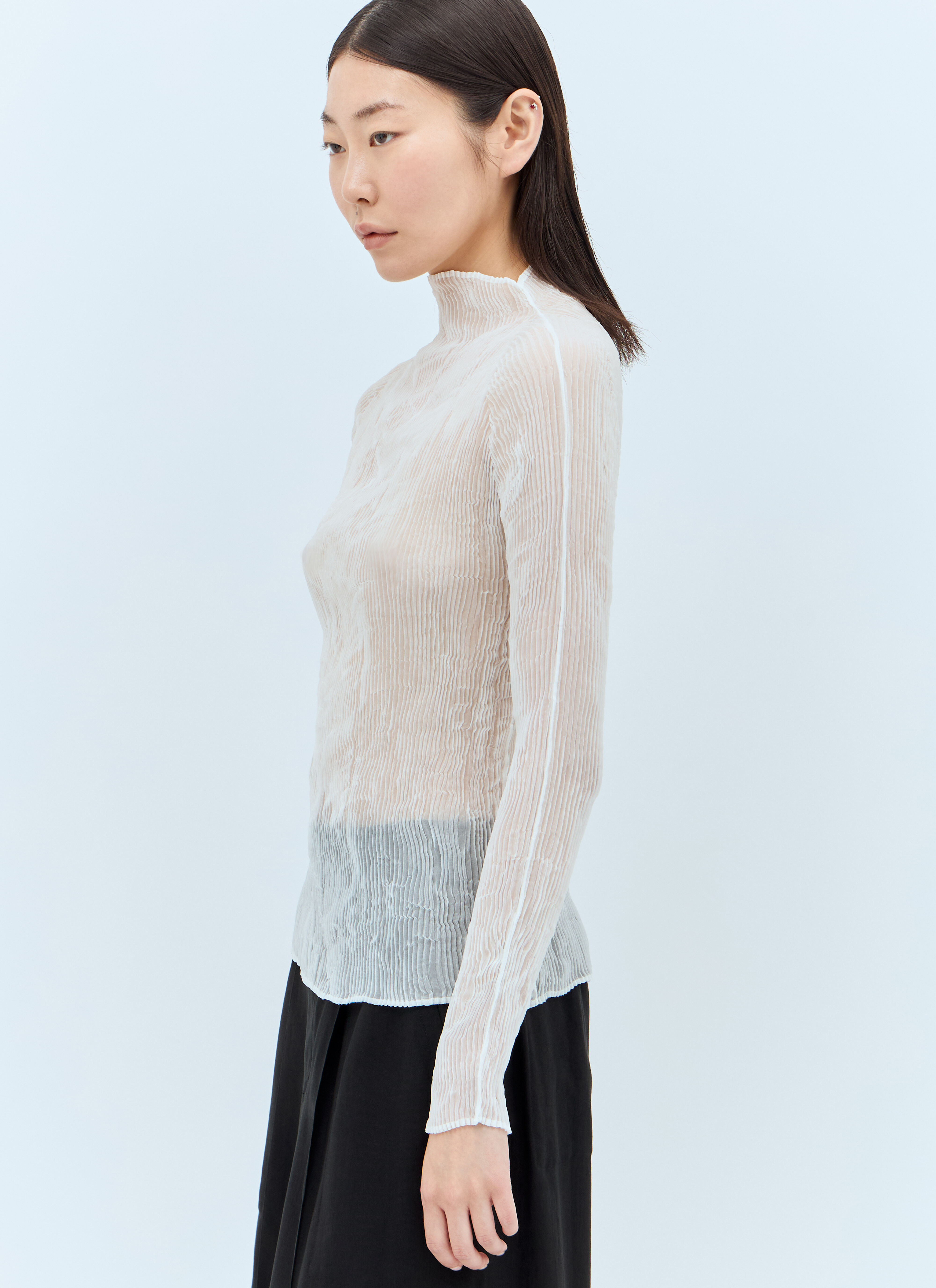 Issey Miyake Women's' Chiffon Twist Long-Sleeve Top in White | LN-CC®