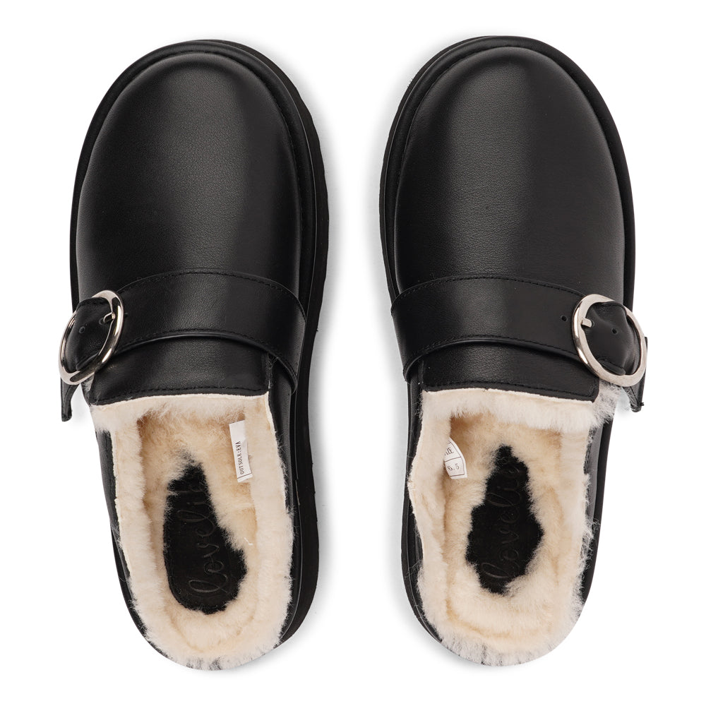 Viso - Leather Mules with shearling