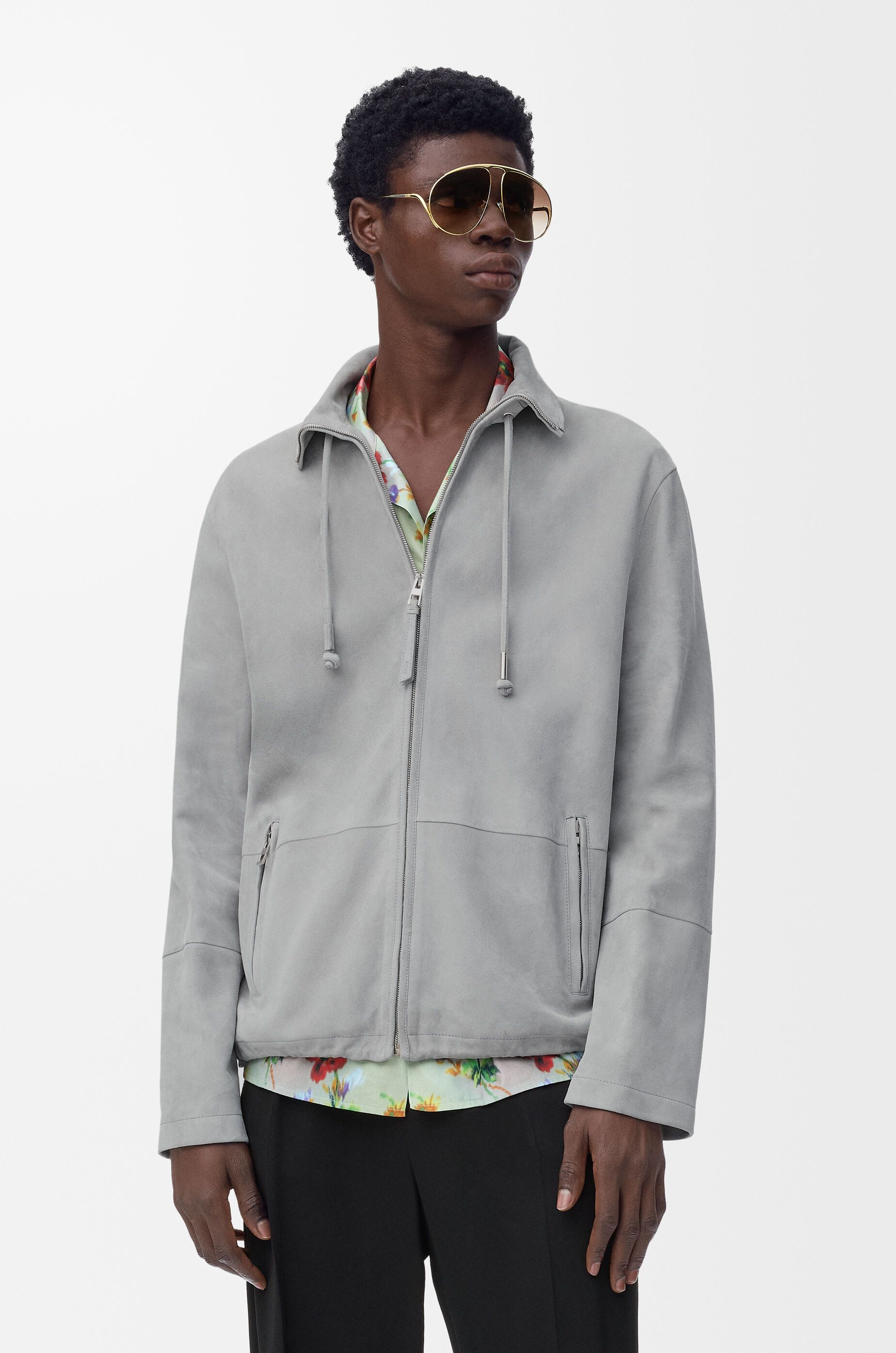 ジップアップ ジャケット（スエードラム） グレー - LOEWE Japan