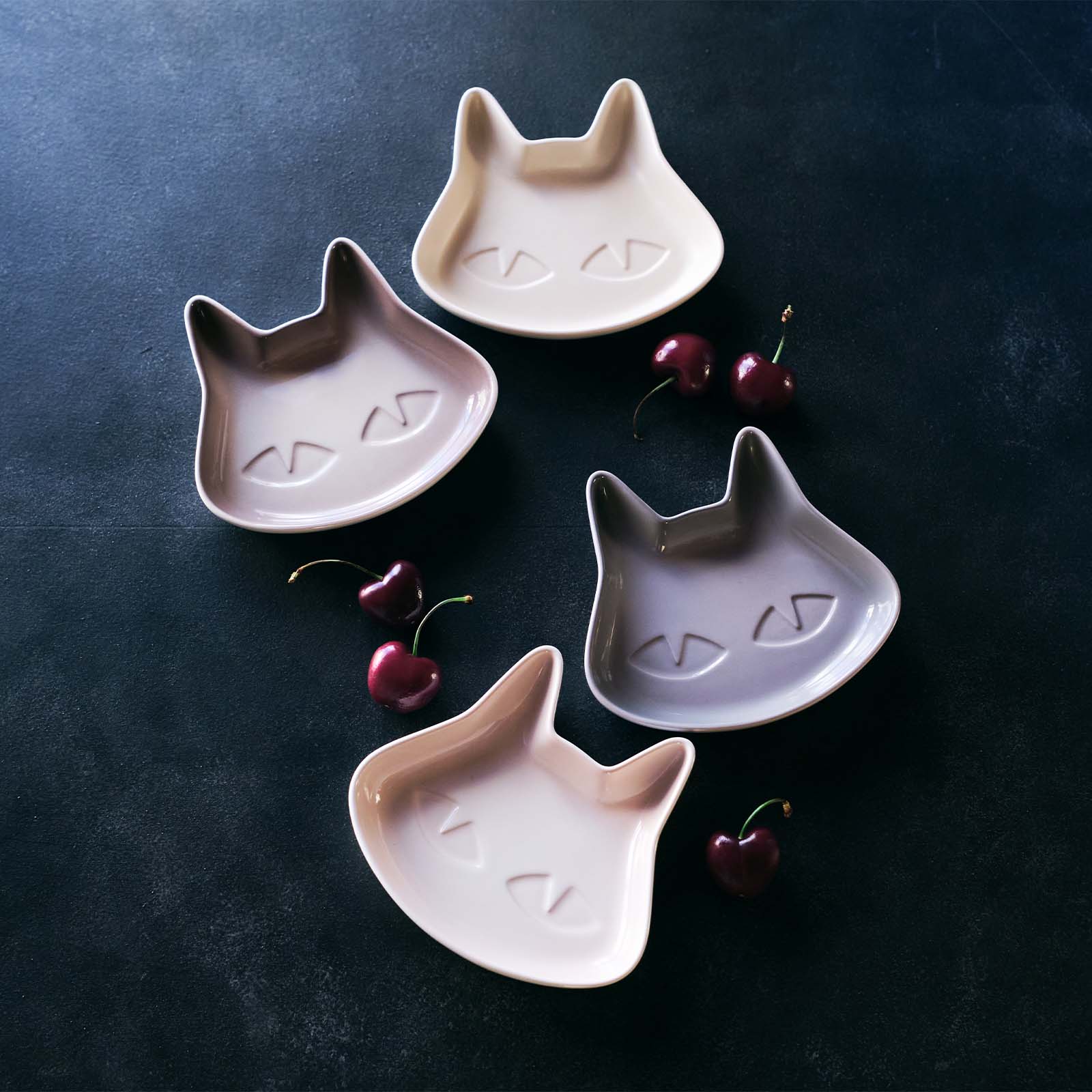 ミニ・キャット・プレート (2枚入り) ミストグレー/メレンゲ