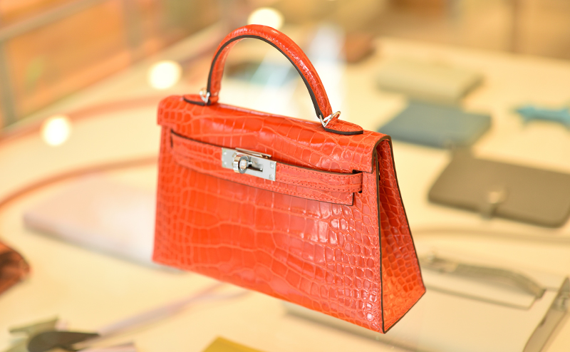 エルメス ケリーミニ/外縫い オレンジポピー クロコダイル