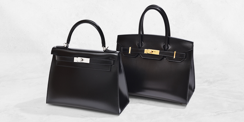 エルメス ケリー25/外縫い ブラック ボックスカーフ シルバー金具