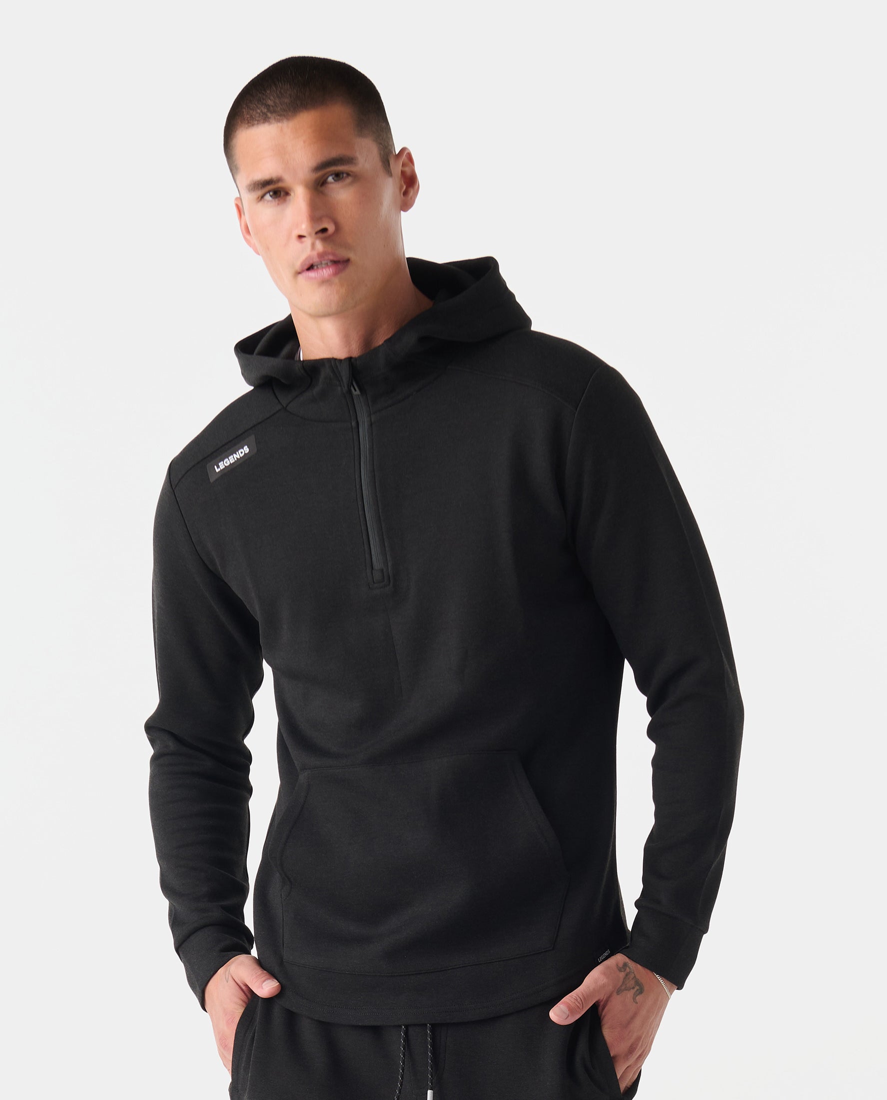 Hawthorne Tech Quarter Zip Hoodie (Slim-Fit) Black Heather – Legends