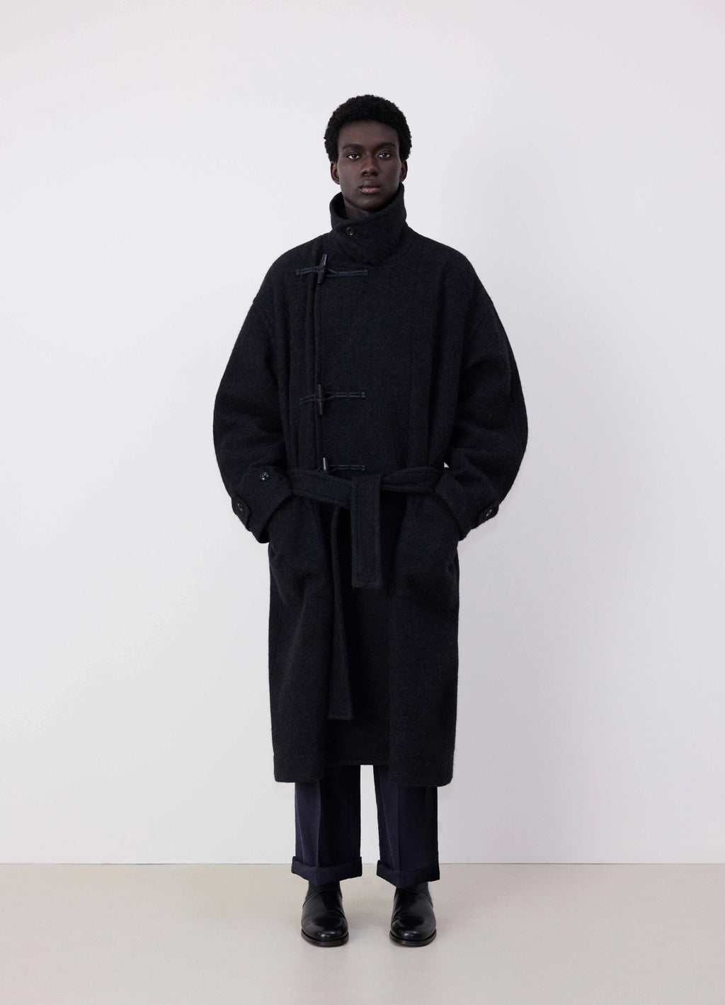 DUFFLE COAT IN WOOL ALPACA - Black - Soft Wool Alpaca - Men | LEMAIRE