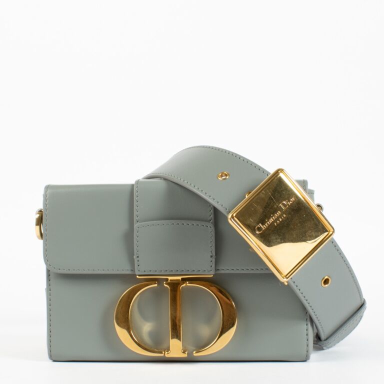 Christian Dior Blue-Grey Calfskin Micro 30 Montaigne Flap Bag