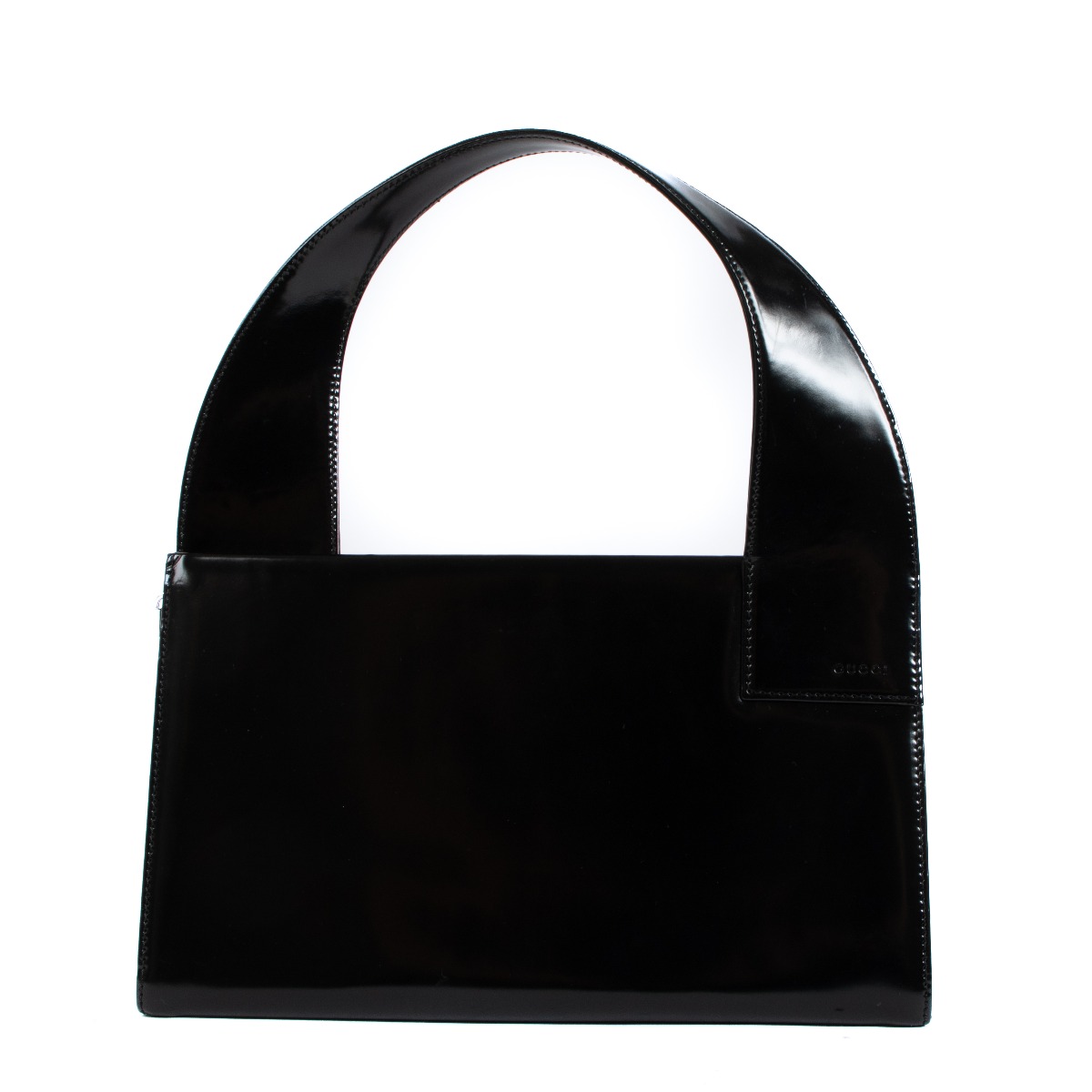 Gucci by Tom Ford Black Polished Leather Shoulder Bag ○ Labellov