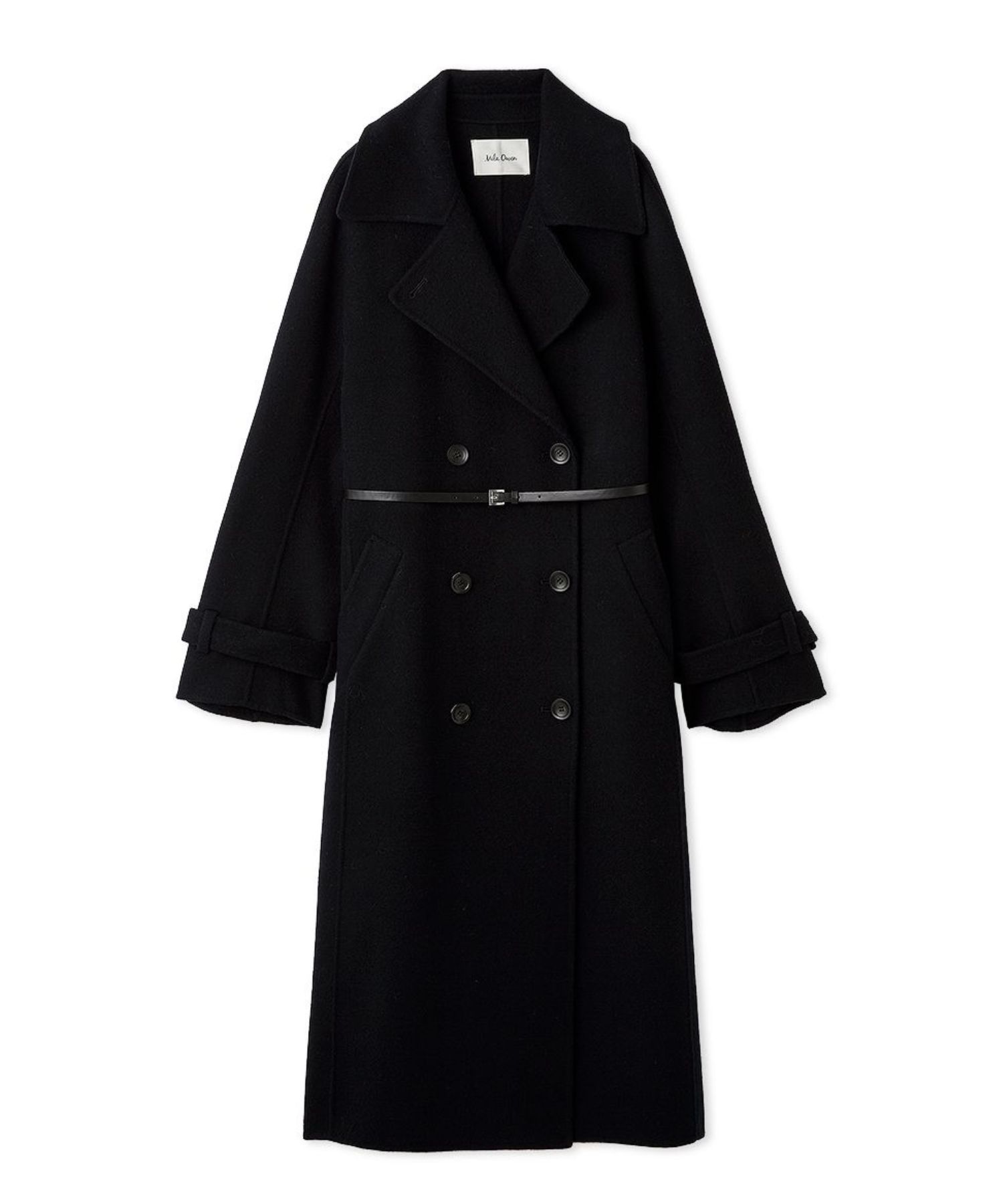 Mila Owen - ベルト付きリバーピーコート (NVY) 毛 / ビーバー加工