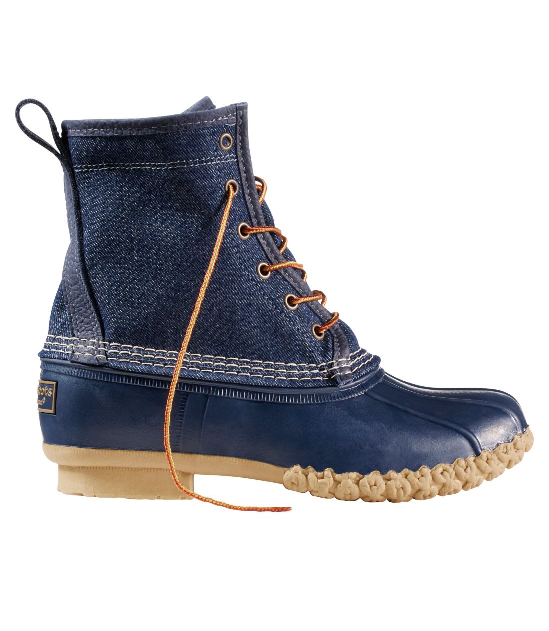 ウィメンズ ビーン・ブーツ、8インチ デニム フランネルラインド