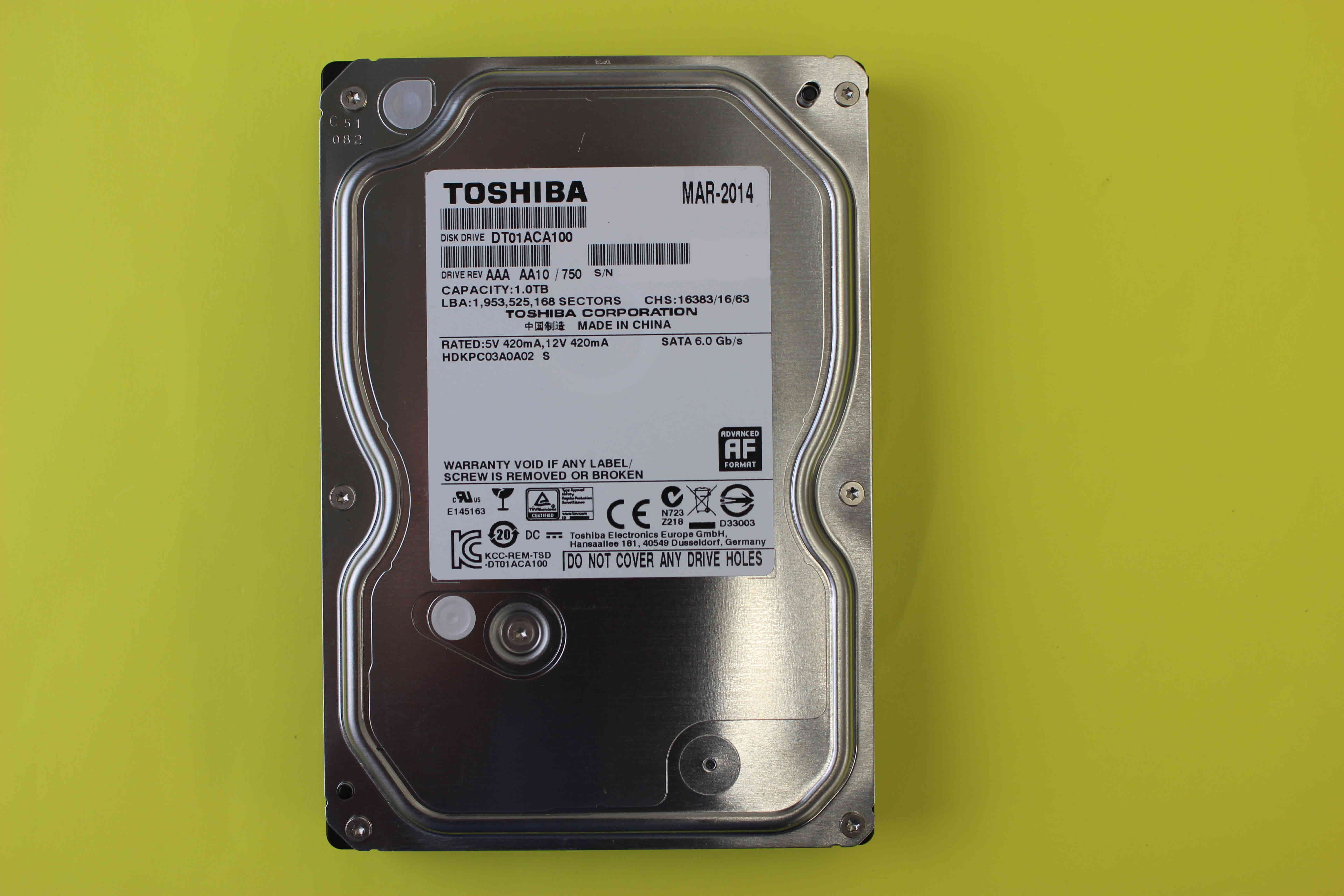 Toshiba DT01ACA100 HDDデータ復旧 データ復元 データ修復 LIVEDATA
