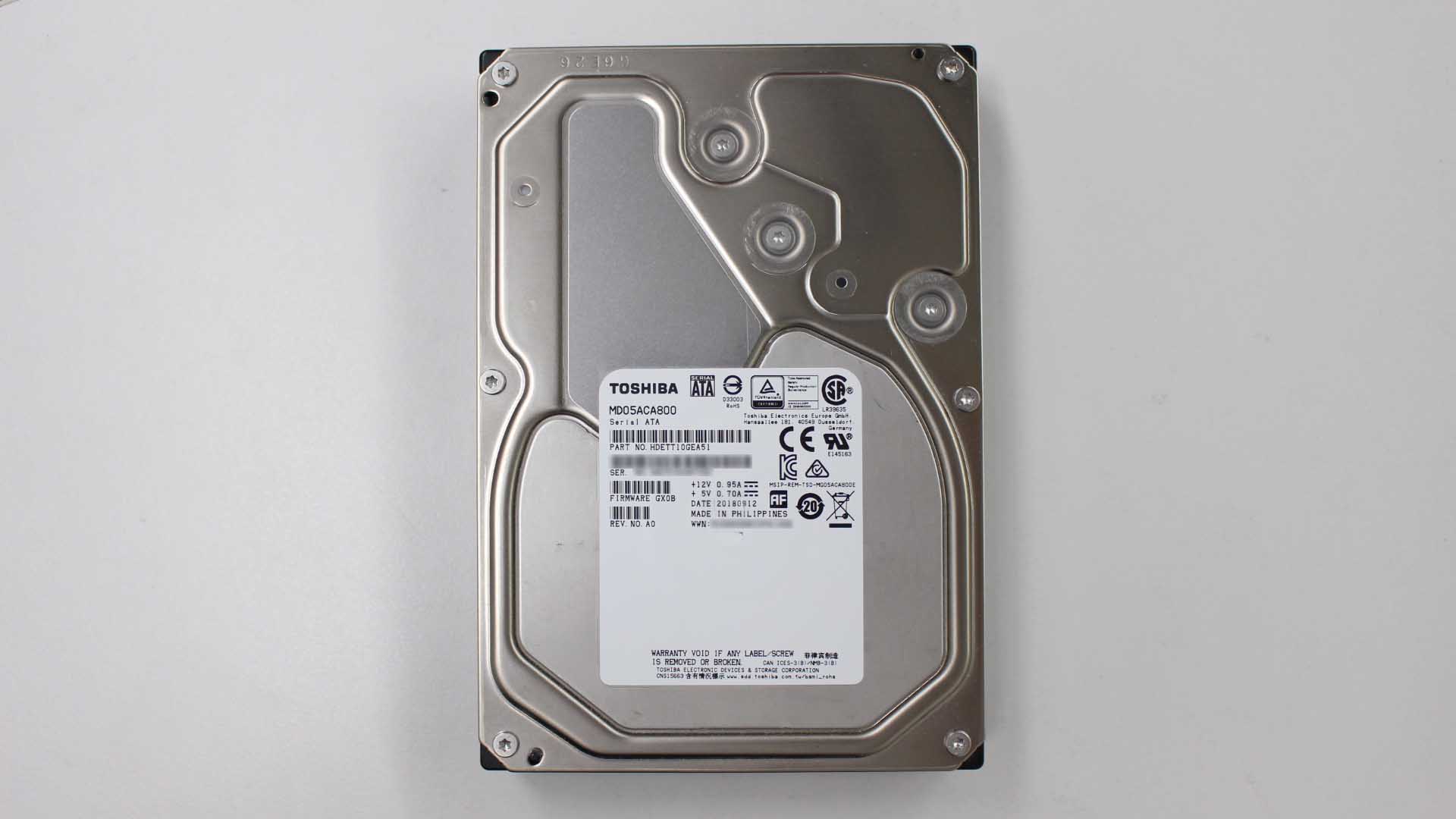 MD05ACA800 TOSHIBA 8TB 物理故障により認識不可能な状態からのデータ