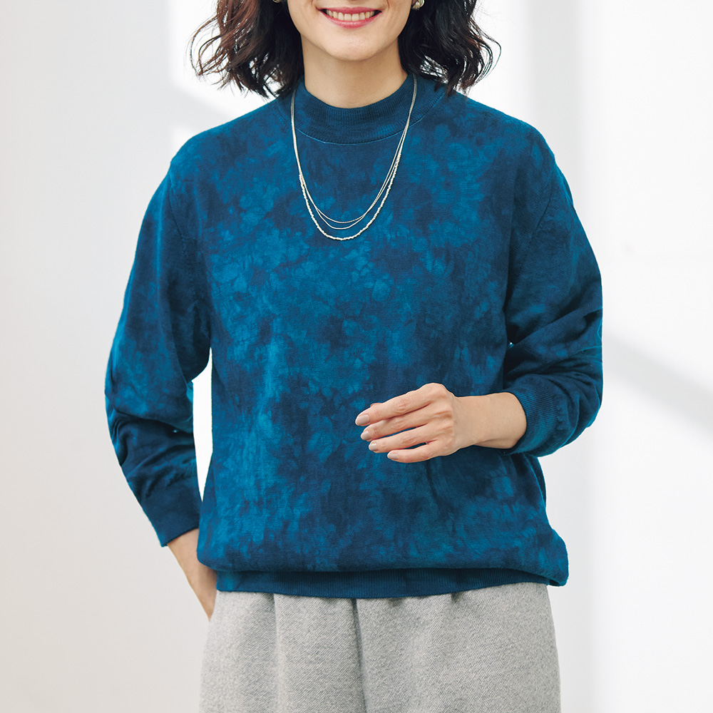 壺草苑×月城ニット 天然藍染・エクストラファインメリノセーター
