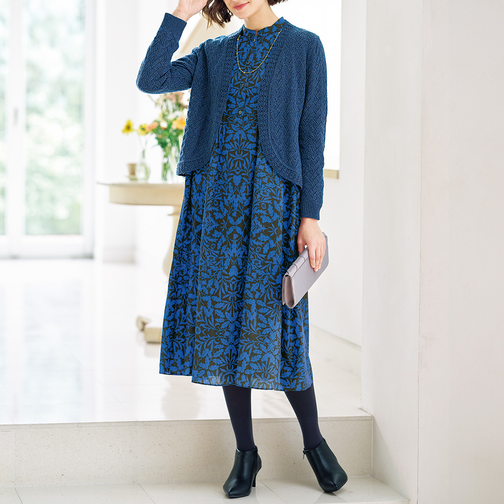 ハネカ シルクウールプリントワンピース | ライトアップオンラインストア