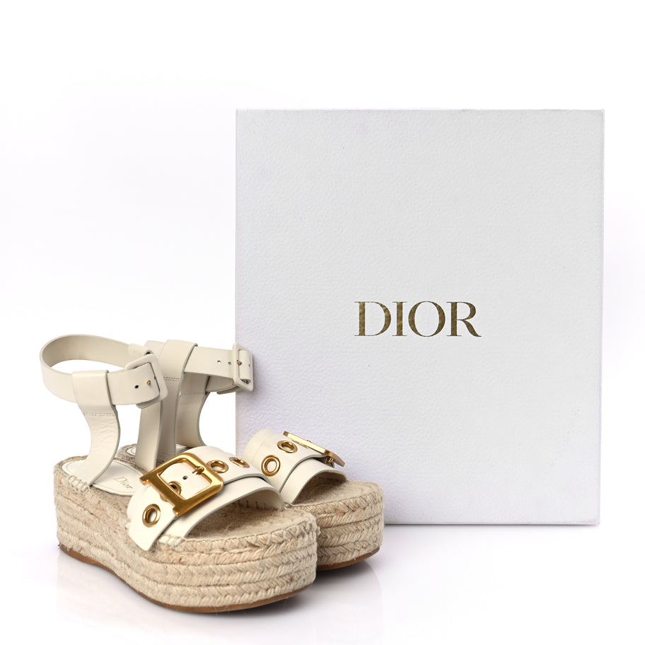 Christian Dior Calfskin D-Dior Espadrille Platform Sandals 35 Off