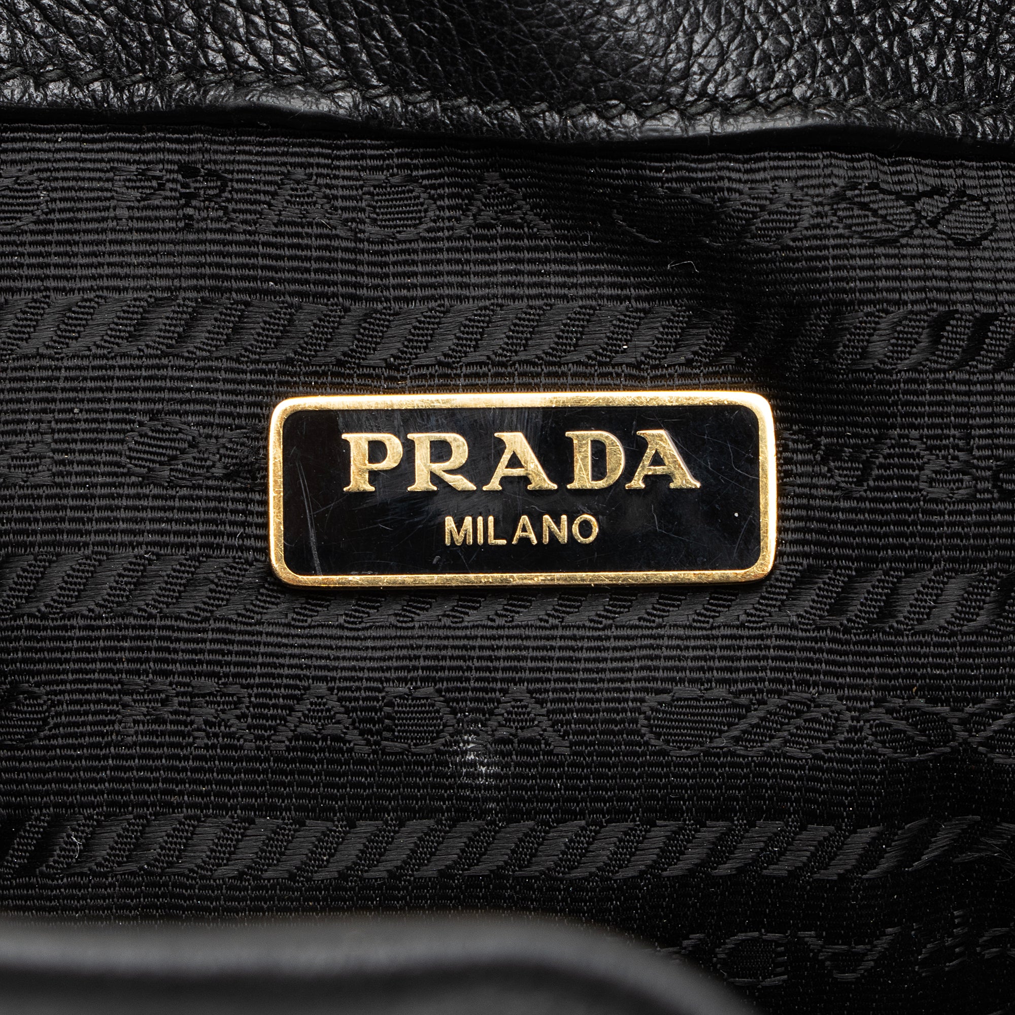 Prada Glace Calf Logo Secchiello Mini Bucket Bag (SHF-23357)