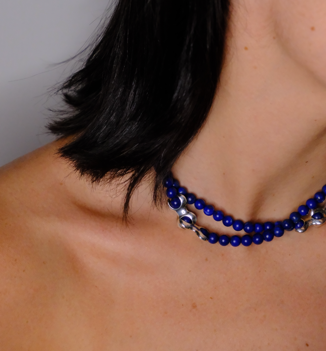 DOUBLE X LAPIS LAZULI NECKLACE – Lucia B. Marti Jewelry