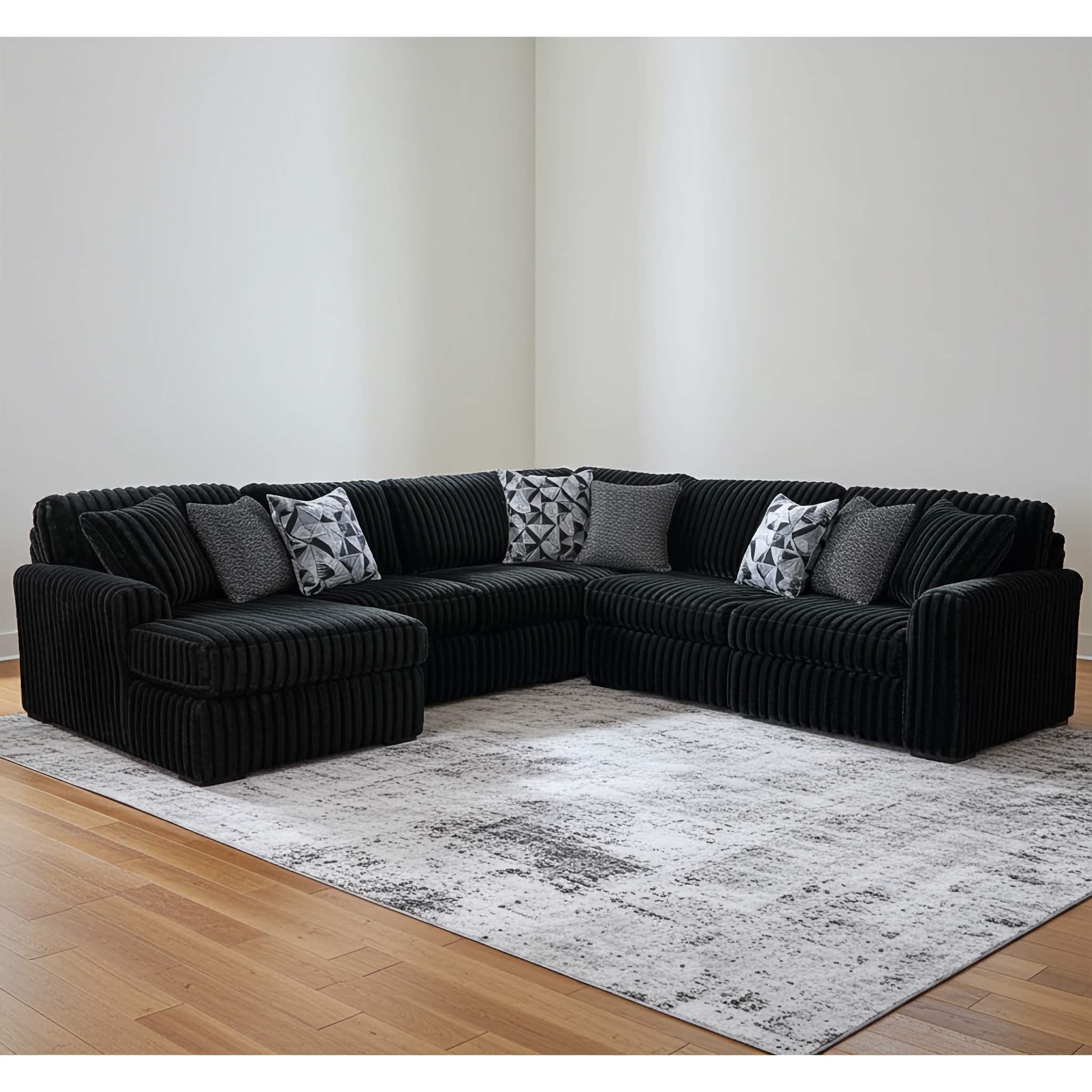 Midnight-Madness Onyx 4-Piece LAF Chaise Sectional – Luna Furniture
