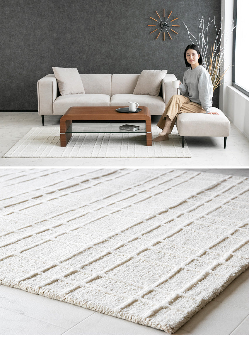 lushroom 【140×200cm】 ラグ 天然 ウール 無染色 幾何学模様