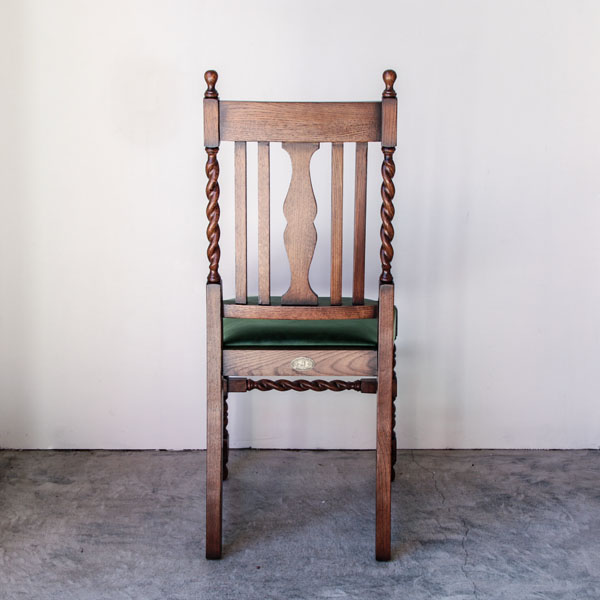 英国アンティークリプロダクト オーク ダイニングチェア グリーン合皮