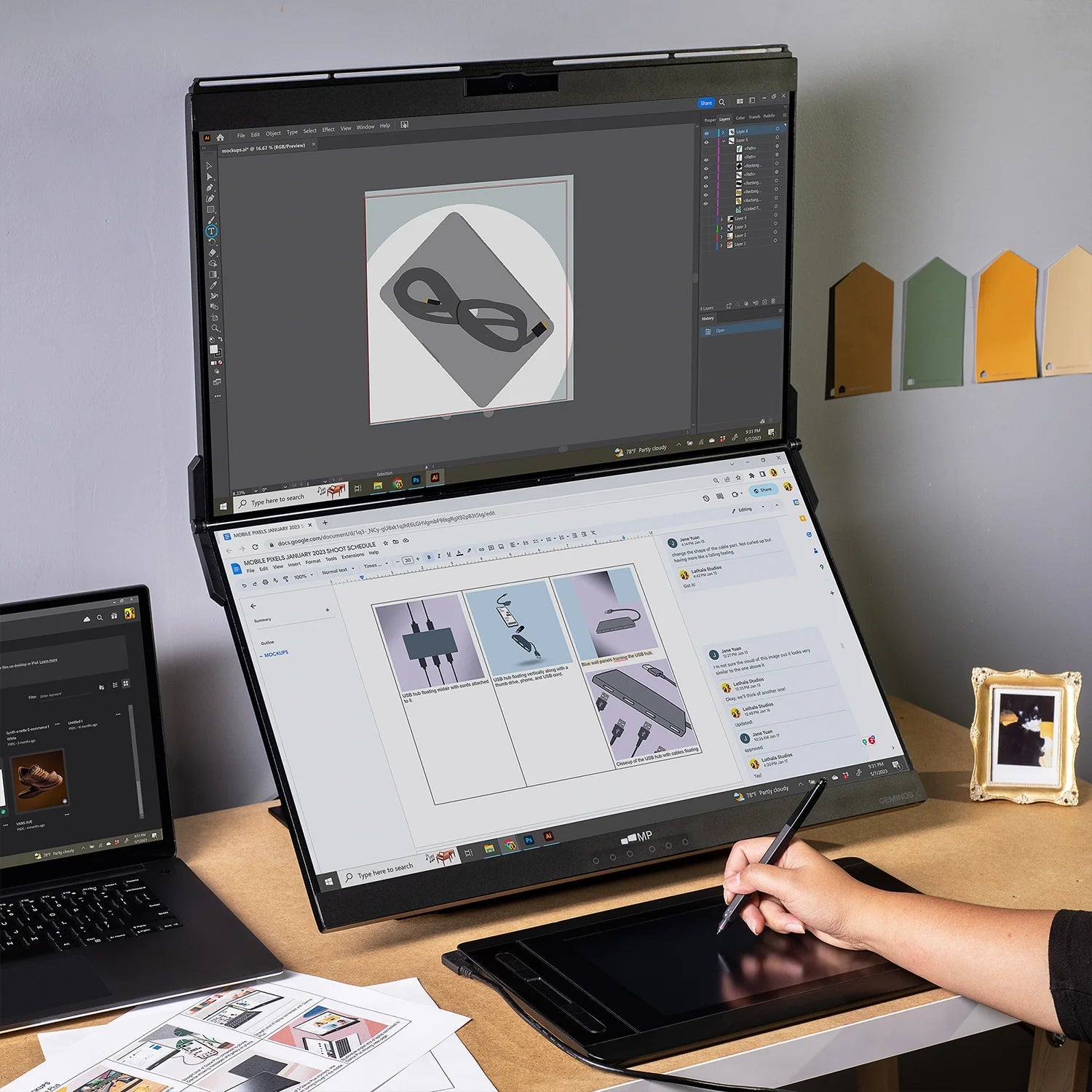 GEMINOS X 折りたたみ式デュタル 2x 24インチ WQHD モニター Amazon.co
