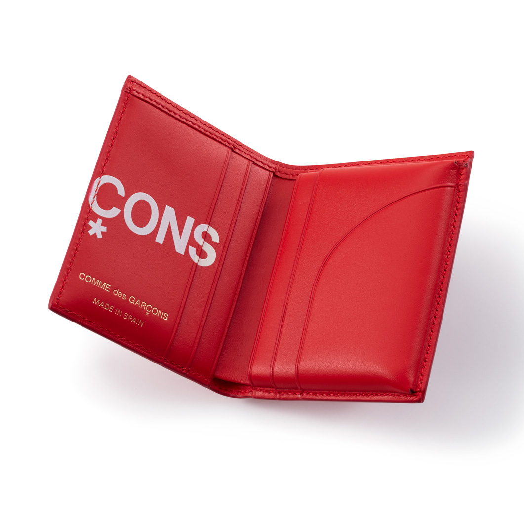 COMME des GARCONS Huge－Logo 二つ折りカードケース レッド(Huge-Logo