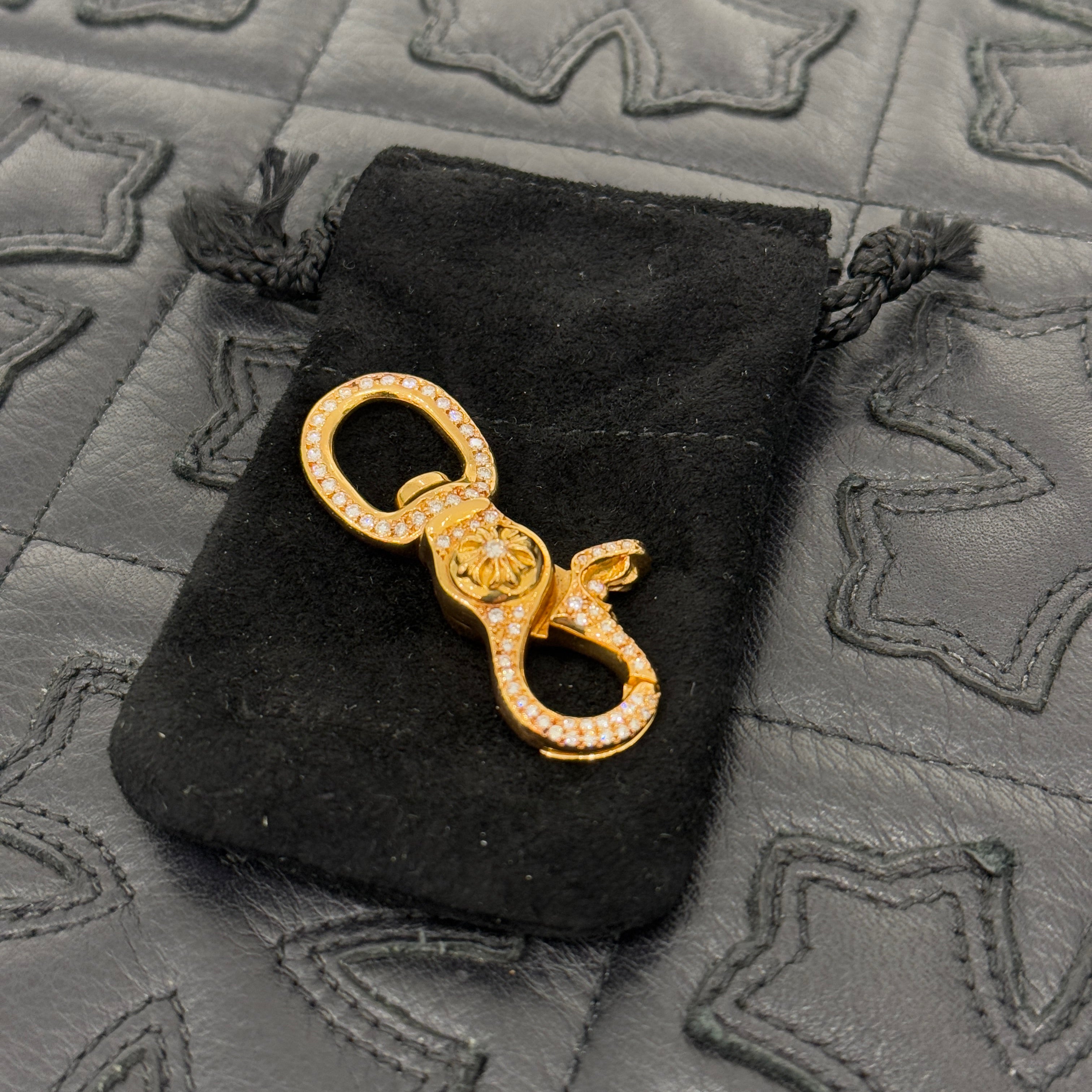 CHROME HEARTS 22K Clip Swivel Pave Diamond Gold Wallet Chain