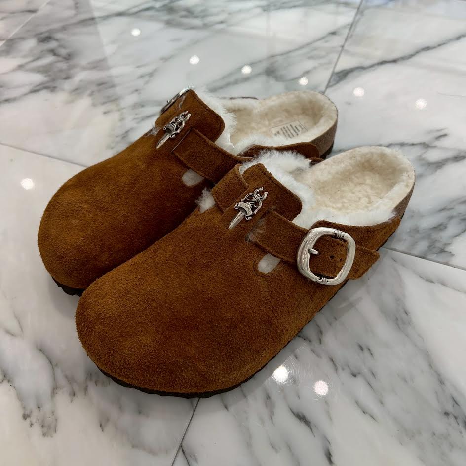 CHROME HEARTS × BIRKENSTOCK Boston Limited Silver Dagger Suede