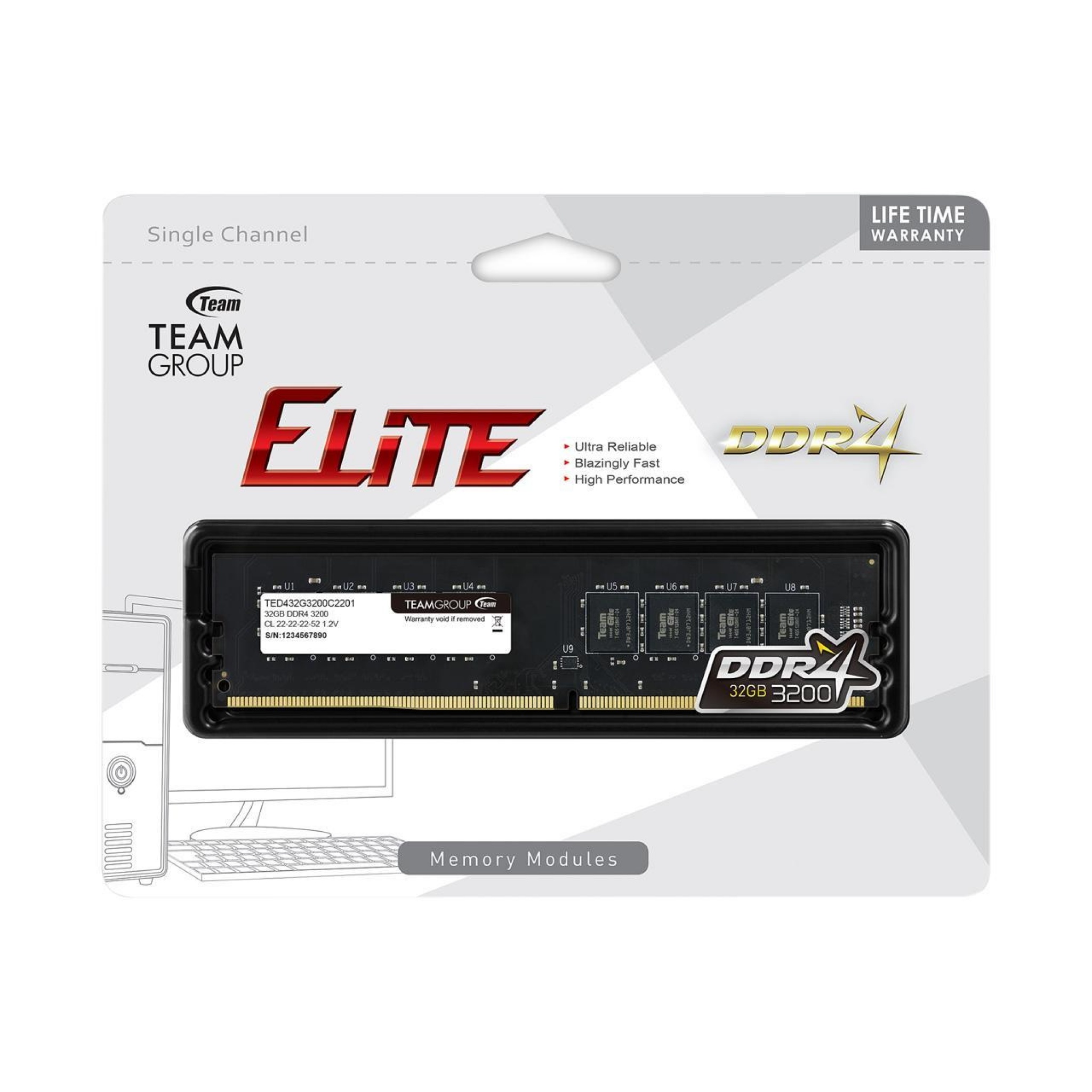16GB Team Group Elite DDR4 3200MHz CL22 Memory Module